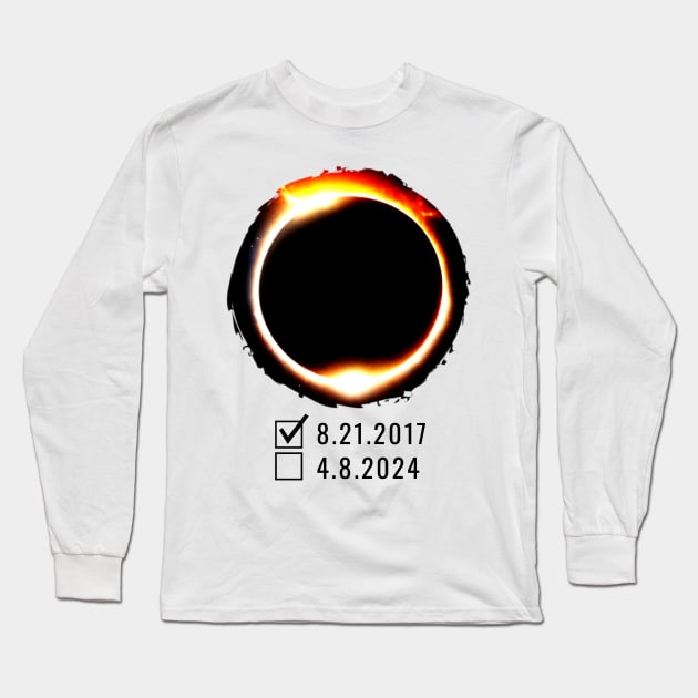 Eclipse Checklist Total Solar Moon Eclipse April 8 2024 Long Sleeve T-Shirt by Little Duck Designs